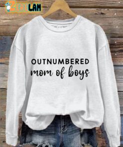 Womens Outnumbered Mom Of Boys Print Sweatshirt 2