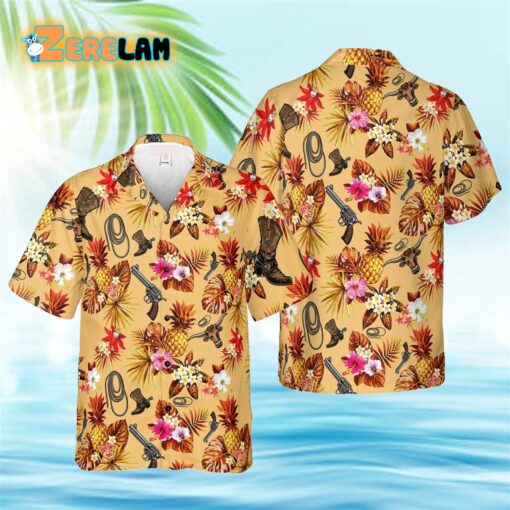 Yellow Cowboy Aloha Tropical Hawaiian Shirt