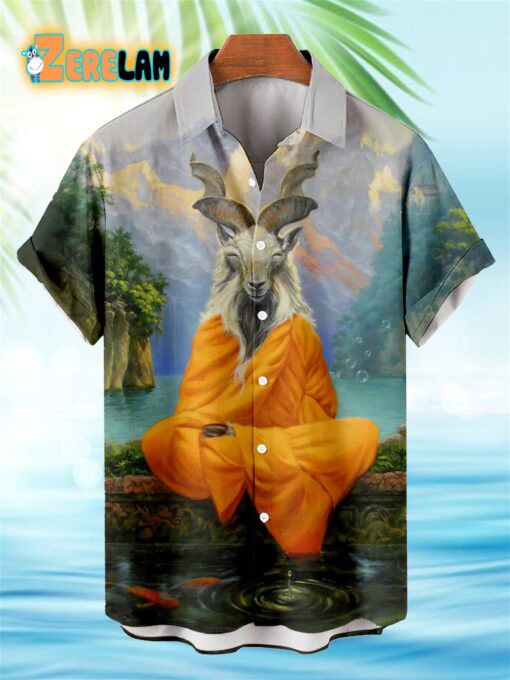 Zen Goat Pattern Hawaiian Shirt