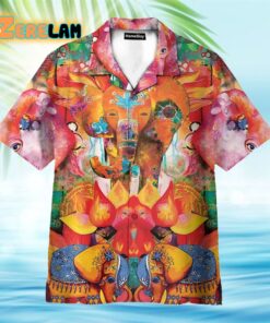 Abstract Colorful Art Of Elephant India Style Hawaiian Shirt