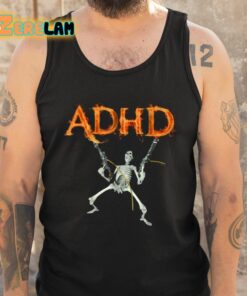 Adhd Fire Skeleton With Guns Shirt 5 1