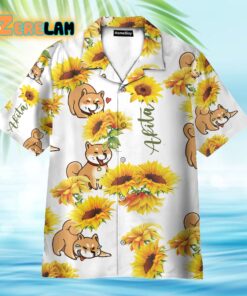 Akita Sunflower Funny Hawaiian Shirt