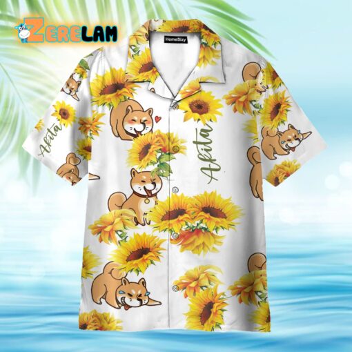Akita Sunflower Funny Hawaiian Shirt
