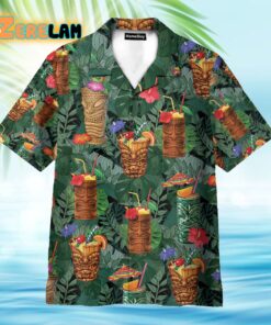 Aloha Summer Tiki Drink Cocktail Hawaiian Shirt