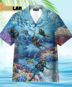 Amazing Blue Scuba Diving And Coral Reefs Hawaiian Shirt