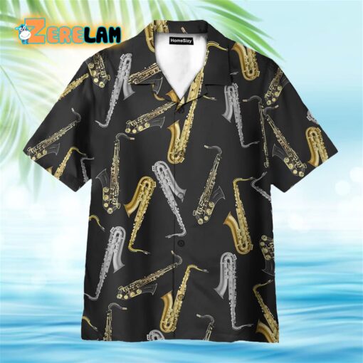 Amazing Gold and Silver Saxophone Hawaiian Shirt