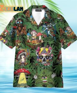 Amazing Hippie Mushroom And Green Weed Hawaiian Shirt