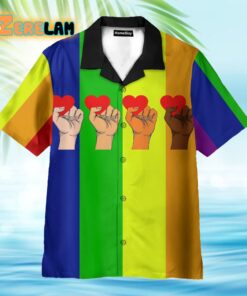 Amazing LGBT Hand Holding Heart Hawaiian Shirt
