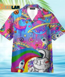 Astronaut In Colorful Hippie Space Hawaiian Shirt