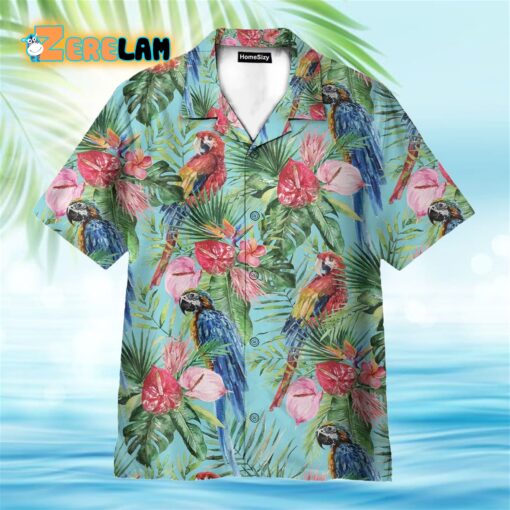 Beach Parrot Tropical Flowers Pattern Hawaiian Shirt