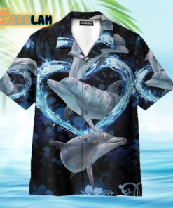 Beautiful Dolphins Heart Wave Hawaiian Shirt