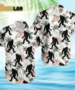 Bigfoot Coconut Tree Tropical Aloha Hawaiian Shirt
