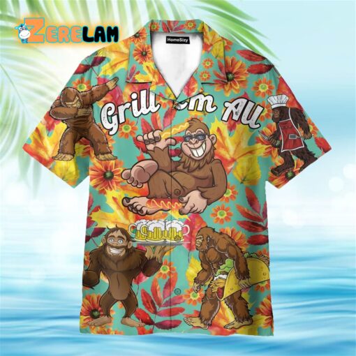 Bigfoot Grill ‘Em All Funny Barbecue Hawaiian Shirt