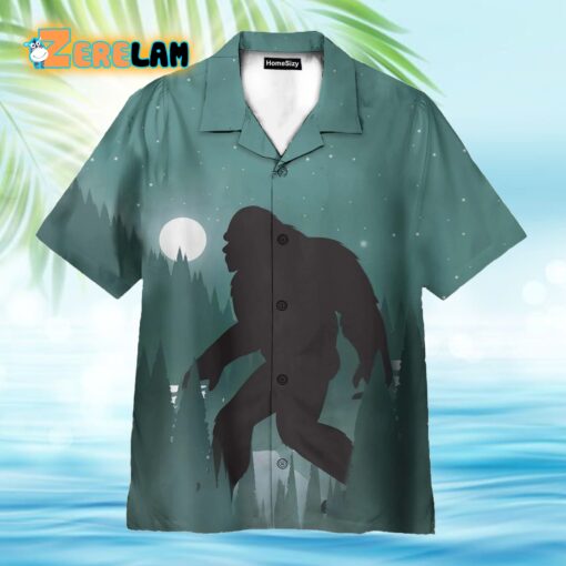 Bigfoot In Night Hawaiian Shirt