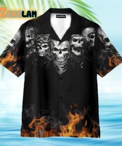 Biker Skull Fire Hawaiian Shirt