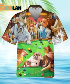 Dogs Playing Billiard Pool Hawaiian Shirt