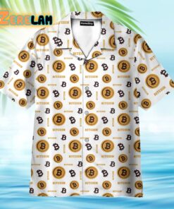 Bitcoin Seamless Pattern In White Background Hawaiian Shirt