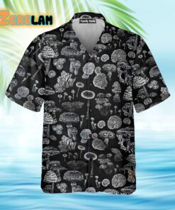 Black And White Casual Mushroom Hawaiian Shirt