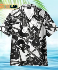 Black And White Electric Guitar Hawaiian Shirt
