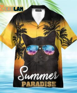 Black Cat Summer Paradise Hawaiian Shirt