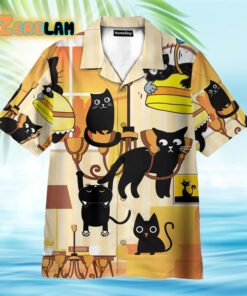 Black Cat Swing From Chandeliers Hawaiian Shirt