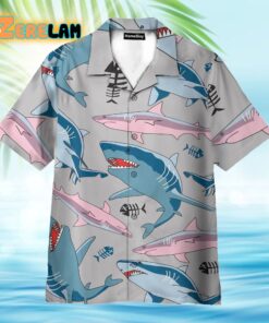 Blue And Pink Shark In The Ocean Hawaiian Shirt
