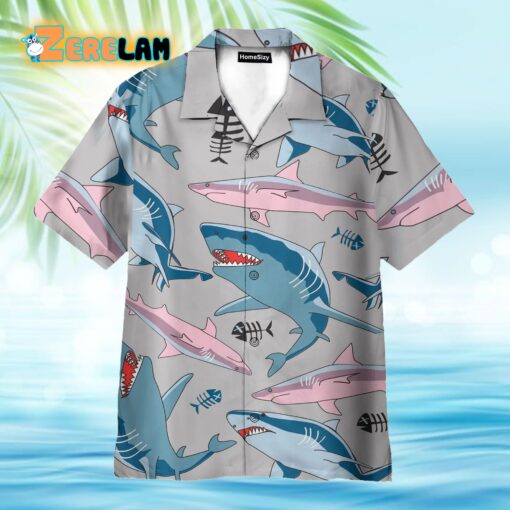 Blue And Pink Shark In The Ocean Hawaiian Shirt