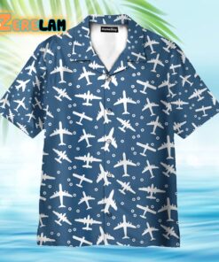 Blue And White Aeroplanes Hawaiian Shirt