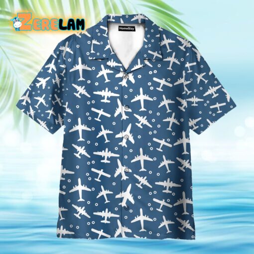 Blue And White Aeroplanes Hawaiian Shirt