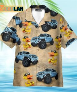 Blue Jeep Cars With Funny Ducks Hawaiian Shirt