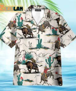 Bull Riding In Desert Hawaiian Shirt