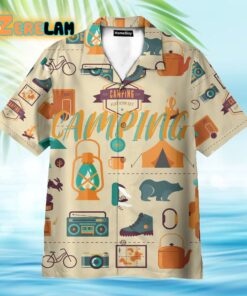 Camping Flat Icon Set Hawaiian Shirt