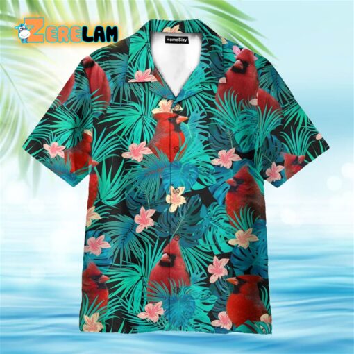 Cardinal Tropical Flowers Pattern Hawaiian Shirt