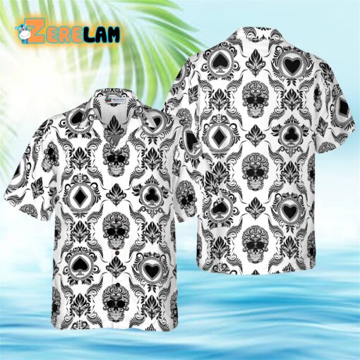 Casino And Black Skull Pattern Hawaiian Shirt