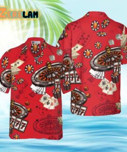 Casino Pattern Red Background Hawaiian Shirt