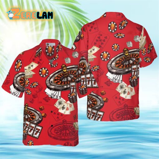 Casino Pattern Red Background Hawaiian Shirt