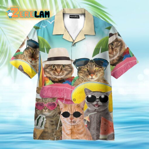 Cat Tropical Beach Hawaiian Shirt