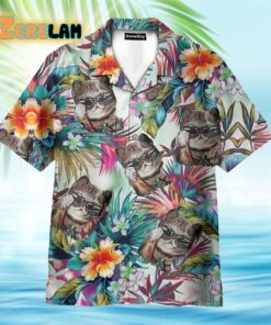 Cat Tropical Flowers Pattern Hawaiian Shirt