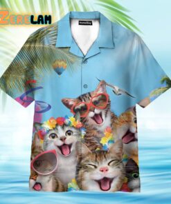 Cats Summer Beach Funny Hawaiian Shirt