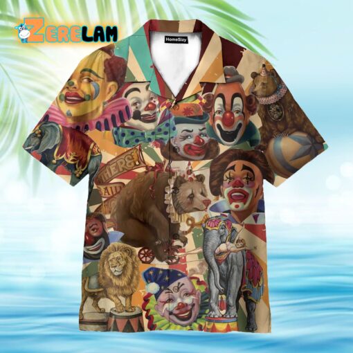 Clown And Bear In Circus Hawaiian Shirt