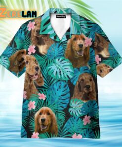 Cocker Spaniel Dog In Tropical Green Leaves Hawaiian Shirt