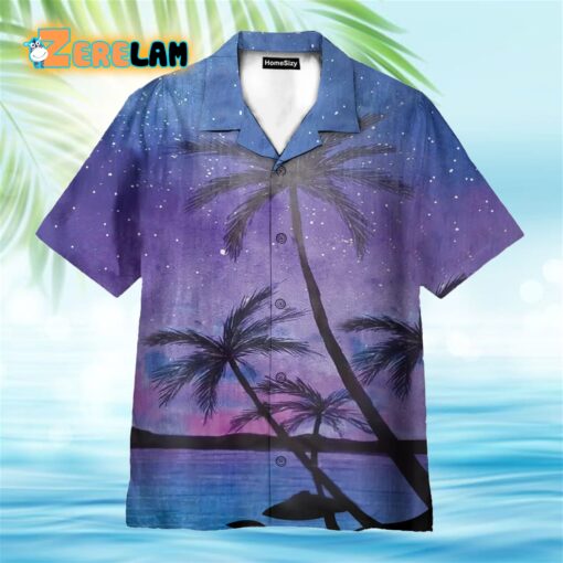 Coconut Tree On Stary Night Hawaiian Shirt