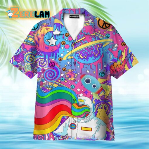 Colorful Astronaut In the Galaxy Hippie Hawaiian Shirt