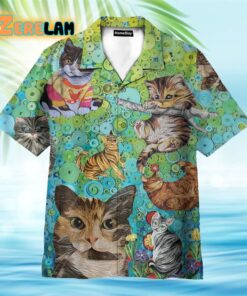 Colorful Baby Cats On Plants Pattern Hawaiian Shirt