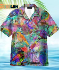 Colorful Bird And Music Tablature Pattern Hawaiian Shirt