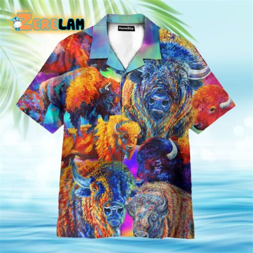 Colorful Bisons Jungle Hawaiian Shirt