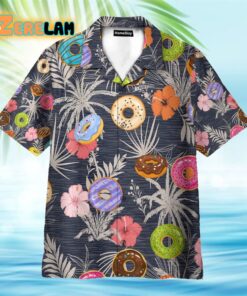 Colorful Donuts Food On Tropical Pattern Hawaiian Shirt