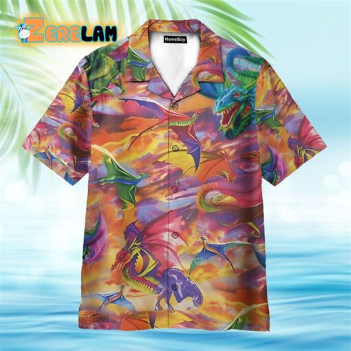 Colorful Dragon On Sunset Pattern Hawaiian Shirt