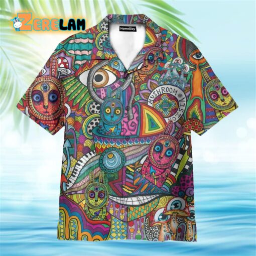 Colorful Mushroom Vision Hippie Hawaiian Shirt