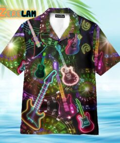 Colorful Neon Guitars Hawaiian Shirt